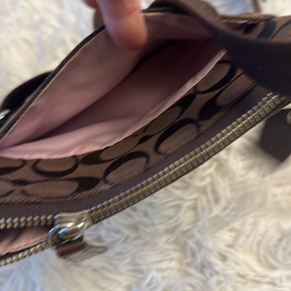 VINTAGE COACH Signature Logo Crossbody purse bag brown leather canvas - Picture 4 of 8